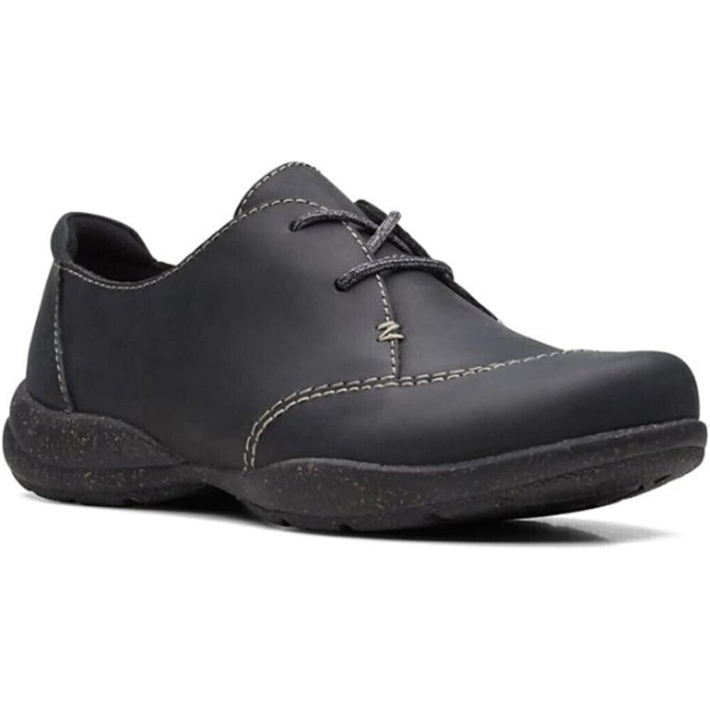 Clarks Womens‎ Roseville Rio Oxford Casual Shoes Black Leather 5 M NEW
